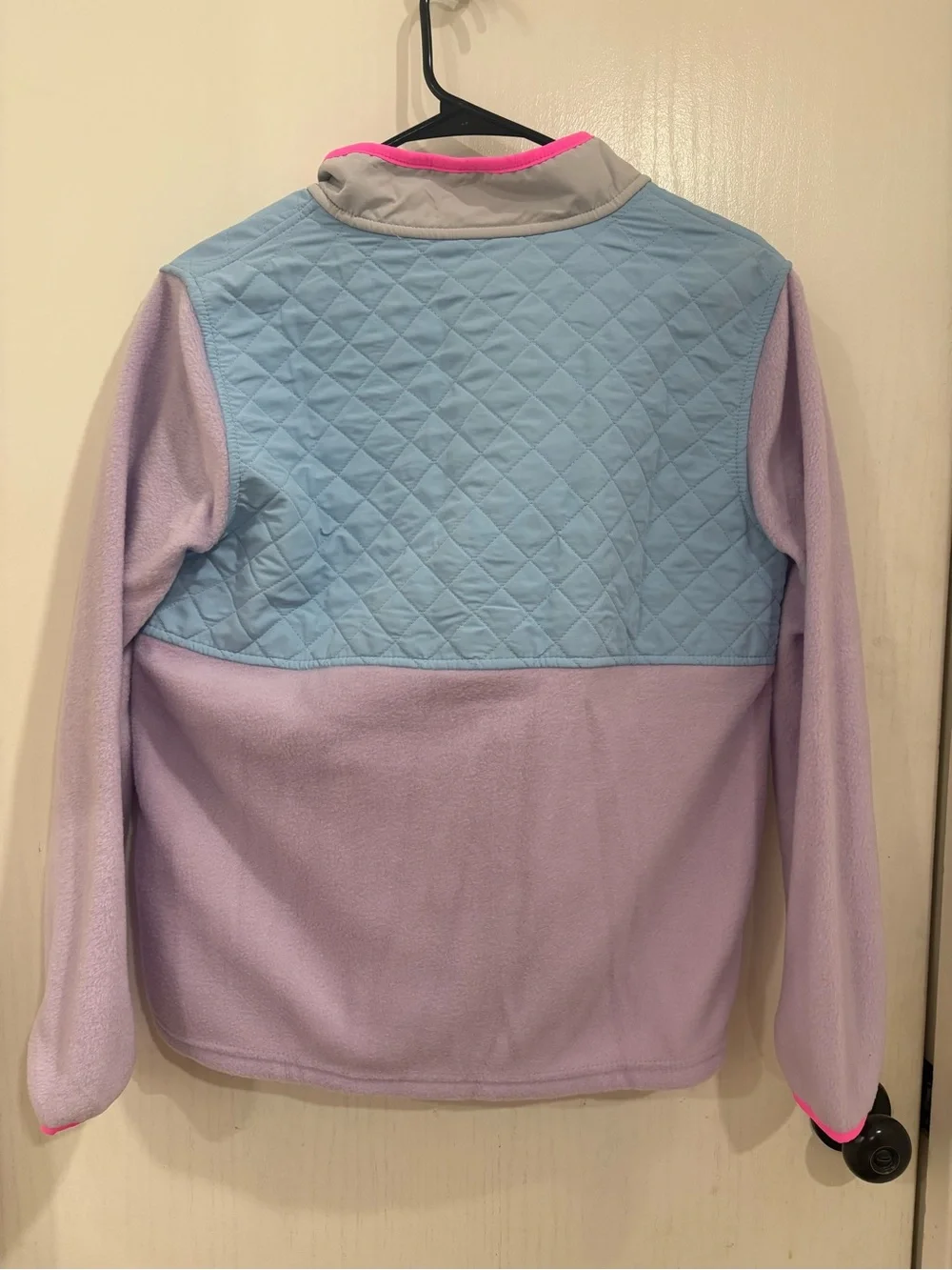 Pastel Quilted & Fleece Jacket with Bright Pink Trim